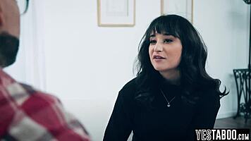 Mature caring stepdad fucks horny teen stepdaughters hairy pussy