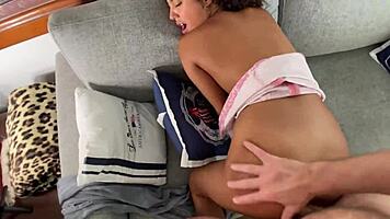 hot brunette latina with natural boobs delivers extreme rimjob and sloppy blowjob