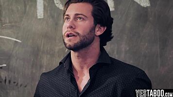 horny mature teachers double penetrate petite teen student in classroom pov