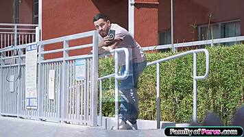 petite brunette chanel camryn, do you want to give my big cock a footjob using your small tits?