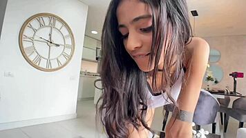 beautiful skinny latina teen's first casting, pov blowjob and sex