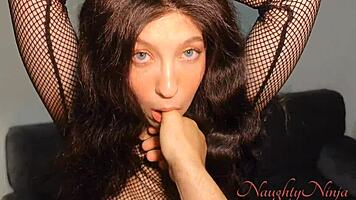 Disciplining my brunette for stealing stuff with rough doggystyle and creampie