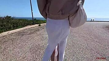 Sexy young skinny student girl fucked by older guy outdoor