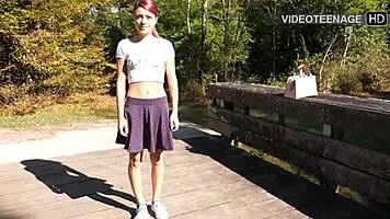cute petite french teases small tits in first porn interview