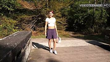 cute petite french teases small tits in first porn interview