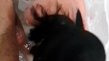 prostitute slurps sloppy blowjob then rides cock in motel hydromassage