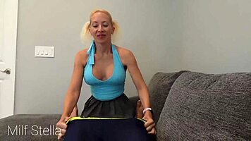 blonde bombshell rewards lover with huge tits blowjob and creampie pounding