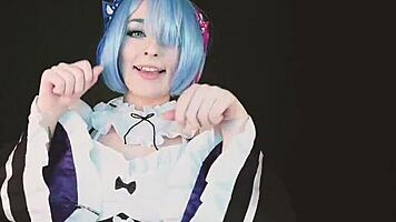 Re:Zero Rem cosplay maid loves anal toys dildos squirting doggystyle