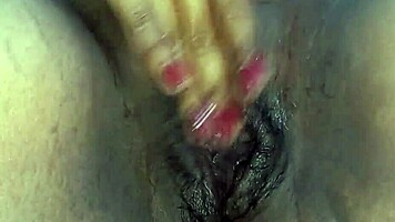 Horny latina fingers her tight pussy on camera reaching massive orgasm