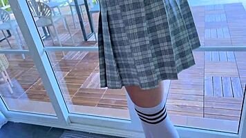 sexy blonde neighbor bound moaning in tickle stockings adventure