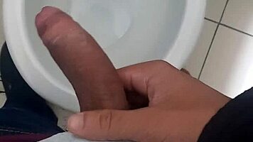 day 6: stroking my huge cock in the bathroom again