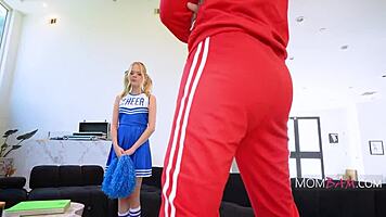 Petite Latina Cheerleader Masters Licking Shaved Pussy For Captain Spot