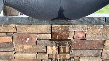 leggings soaked as teen girl unleashes hot outdoor pee stream