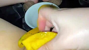 Saudi teen explores mango fruit play in Los Angeles home