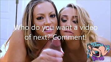 Horny blonde teen maria jade and wife carmen valentina share double blowjob cum kiss