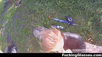 beach coed with glasses takes hard casual cumshot fuck