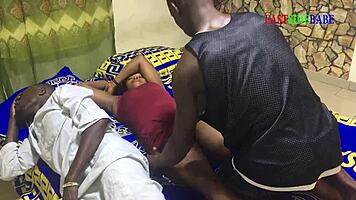 horny ebony milf and amateur get hardcore threesome fucked by monster bbc on bed creampie finish