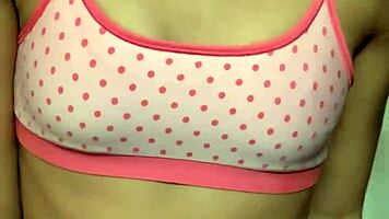 tiny 18+ flaunts puffy pussy and small tits in panties