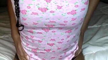 tiny 18+ flaunts puffy pussy and small tits in panties