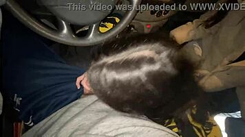 Double deepthroat blowjob on monster cocks while cruising in the van 🚗💦