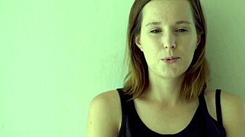 Petite Brunette Teases Smoking with Blue Eyes Voyeur