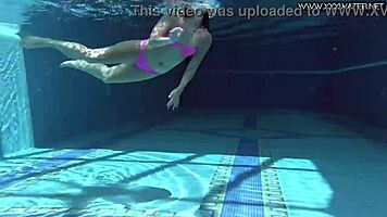 Jessica Lincoln's Pink Bikini Tease Turns into Poolside Tit and Ass Play