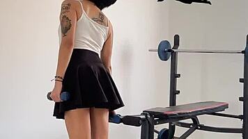 Beautiful hot girl's delicious gym workout routine 😋💦🏋️