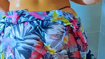 oh god this brazilian babe's shower in black thong is so hot