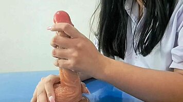 students tease huge cock with sneaky massage asmr