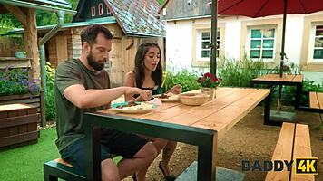 risky outdoor pounding with older guy turns intense