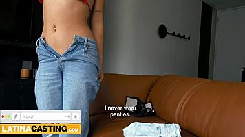 cute latina teen arrives at casting call without panties underneath