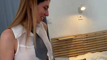 sexy long legs girl tricked into porn shoot with toys