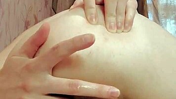russian brunette in stockings deepthroats dildo dirty talks and fingers wet pussy ass closeup
