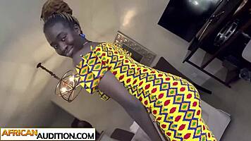 crystal's tight ebony pussy stretches around her friend's monster cock after the steamy casting interview