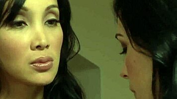 Lesbian boss fingers and licks big tits secretary's wet pussy