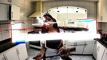 gostosa empregadinha's submissive maid roleplay leads to interracial cock-riding moans