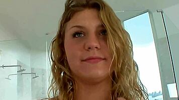 busty curvy amateur poses her natural big tits confidently