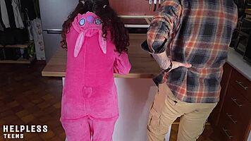 innocent young brunette gets fingered ripped clothes and dominated in kitchen