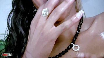 oh man banging this beautiful ebony with hairy pussy and small tits using her big black cock lover feels so good