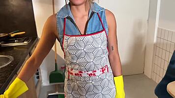 Trusted Cleaner Shows Up Pantyless for Wild Bent-Over Pussy Pounding Session