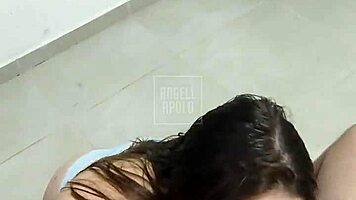 Wife greets husband with sizzling deepthroat blowjob