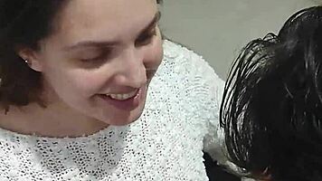 Wife greets husband with sizzling deepthroat blowjob