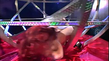 Ander Page and Justine Joli stretch with massive double dildo