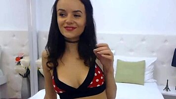 omg cute teen in minnie mouse dress teases her tight pussy live
