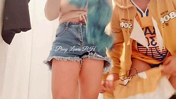 that risky creampie in mall fitting room was dripping hot