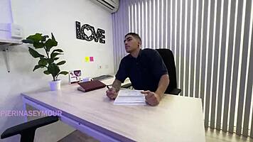 interview turns into wild big ass brunette shaking and spanking session
