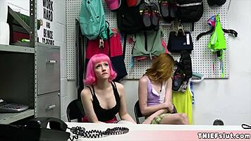 shoplifter influencer and cute petite assistant caught stealing now bent over for rough ffm threesome punishment doggystyle