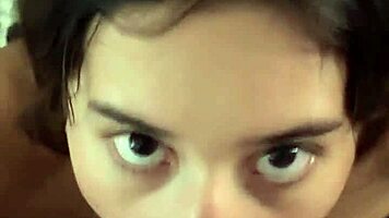 horny petite latina gags on cock balls deepthroat rimjob