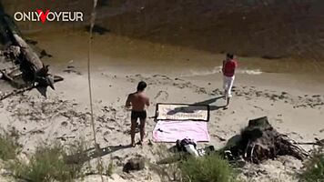couple risks passionate outdoor fuck on public beach coast
