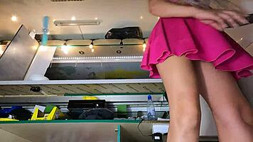 i was sooo happy seein she aint wearin panties under that skirt hidden upskirt pov got me hard